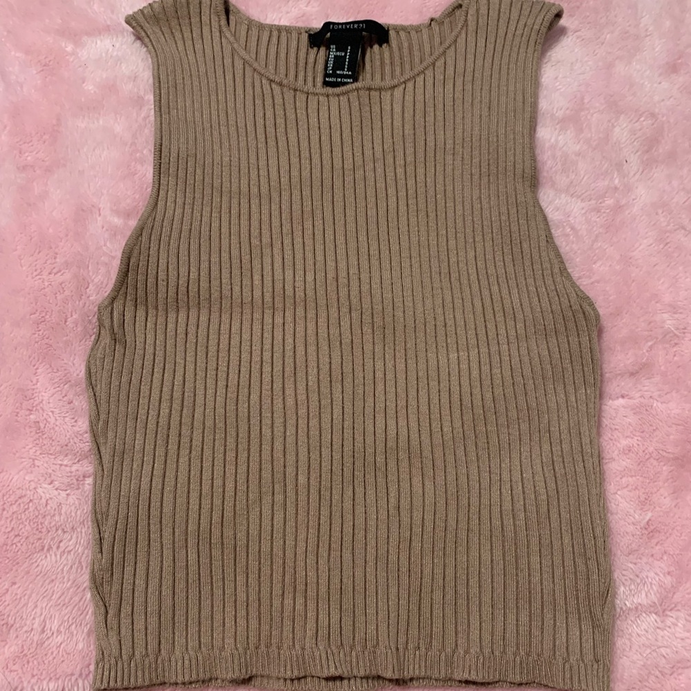 Forever 21 Ribbed Brown Tank Top